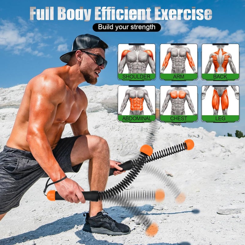 TRELC Upgrade Weighted Ropeless Battle Ropes, 2PCS Cordless Battle Rope for Home Gym, HIIT, Strength, Quiet Portable Training Rope, Workout Ropes Versatile Fitness Equipment(Black&Orange) - Image 2